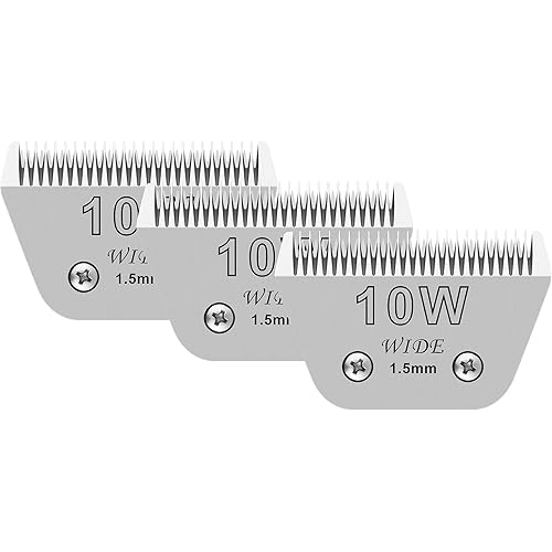 3 Pack 10W Wide Blades for Dog Grooming,Compatible with Andis,Oster A5,Wahl km10 Clippers,Cutting Length 1/16"