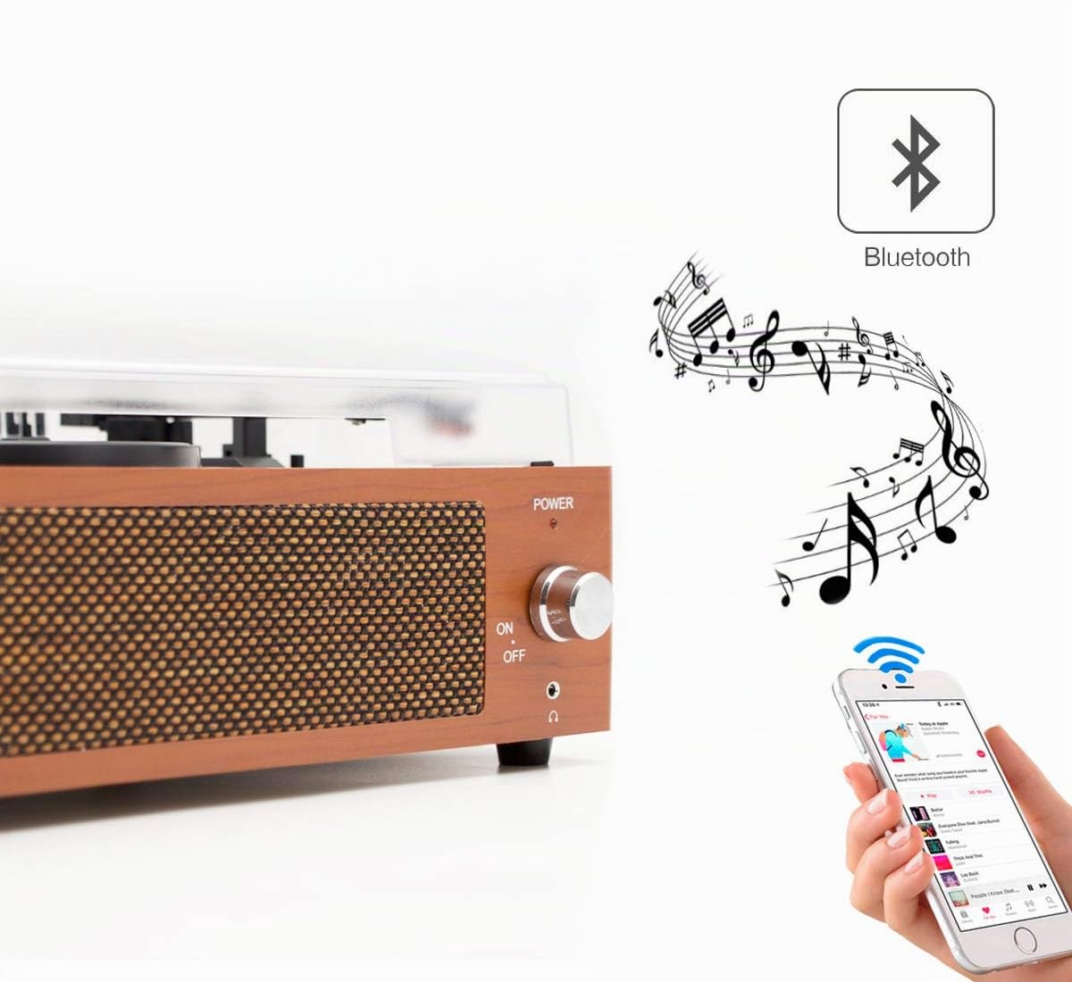 XN092 Giradischi in Vinile Vintage con Bluetooth e Altoparlanti Integrati Codifica della Funzione di Registrazione PC-Link Lettore vinile a 3 velocità 33, 45, 78 (Rovere)