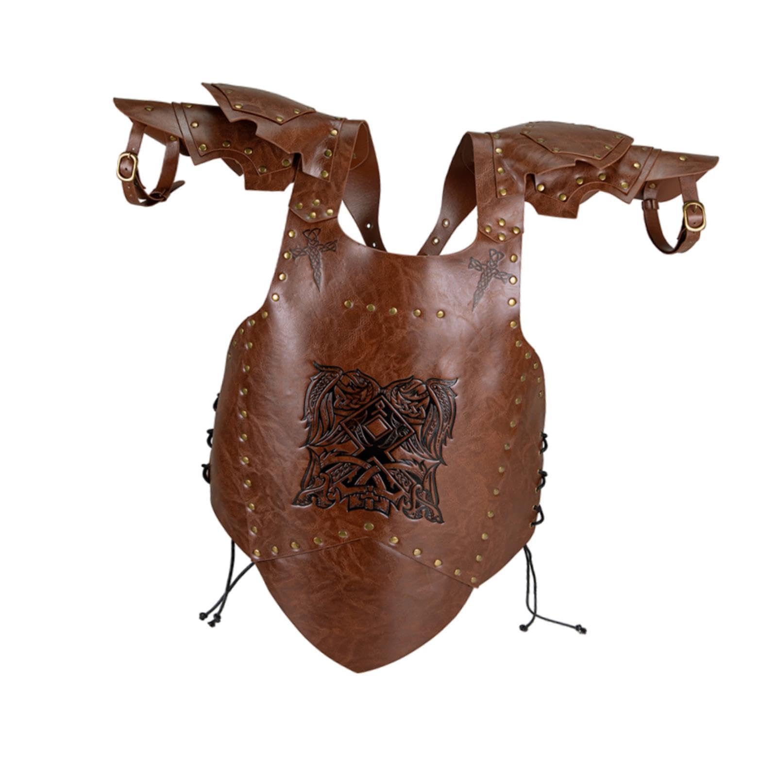 Tachiuwa Mens Medieval Chest Armor Body Armor Vest Armour for Fancy Dress Role Play, Brown