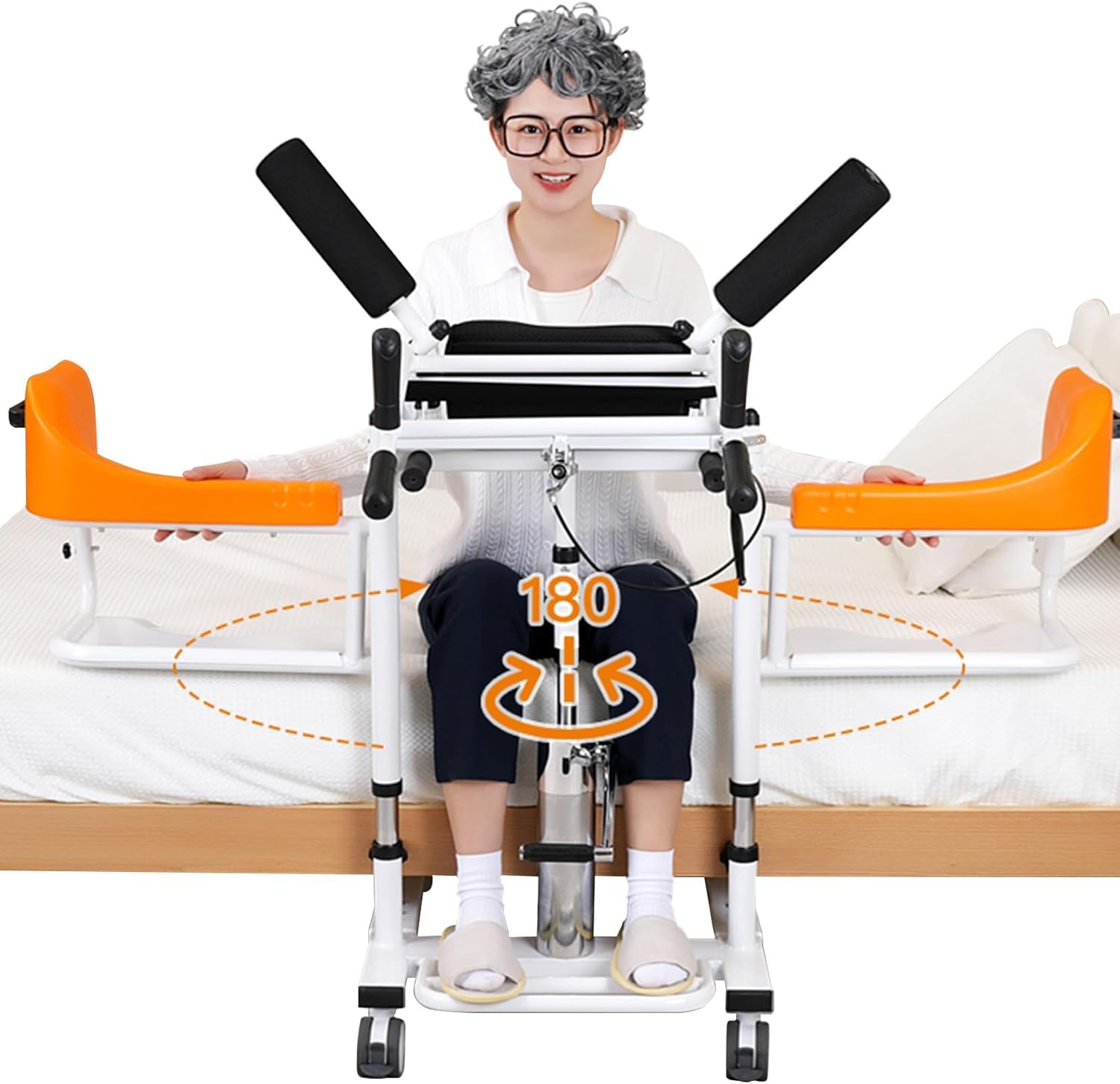Generisch Hydraulischer Patientenlifter mit Assistenten-Aufnahmeständer, Patientenlifter-Stuhl Assisted Oberkörper Lift Rack, Rollstuhllift Transferstuhl, Auto-Lift-Stuhl Hebehilfe