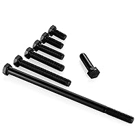 Vista 8 de Pernos de cabeza hexagonal de 1/2-13 x 5, rosca completa, perno de acero inoxidable 304(18-8), acabado negro, cantidad 2