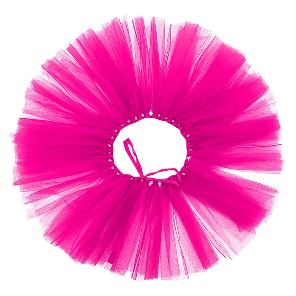 JIHUOO Hot Pink Tulle Tutu Skirt for Small Dogs, Puppy, Adjustable Strap, Summer, Solid, Holiday, 95 cm Total Length, 16 cm Skirt Length, Dry Clean Only