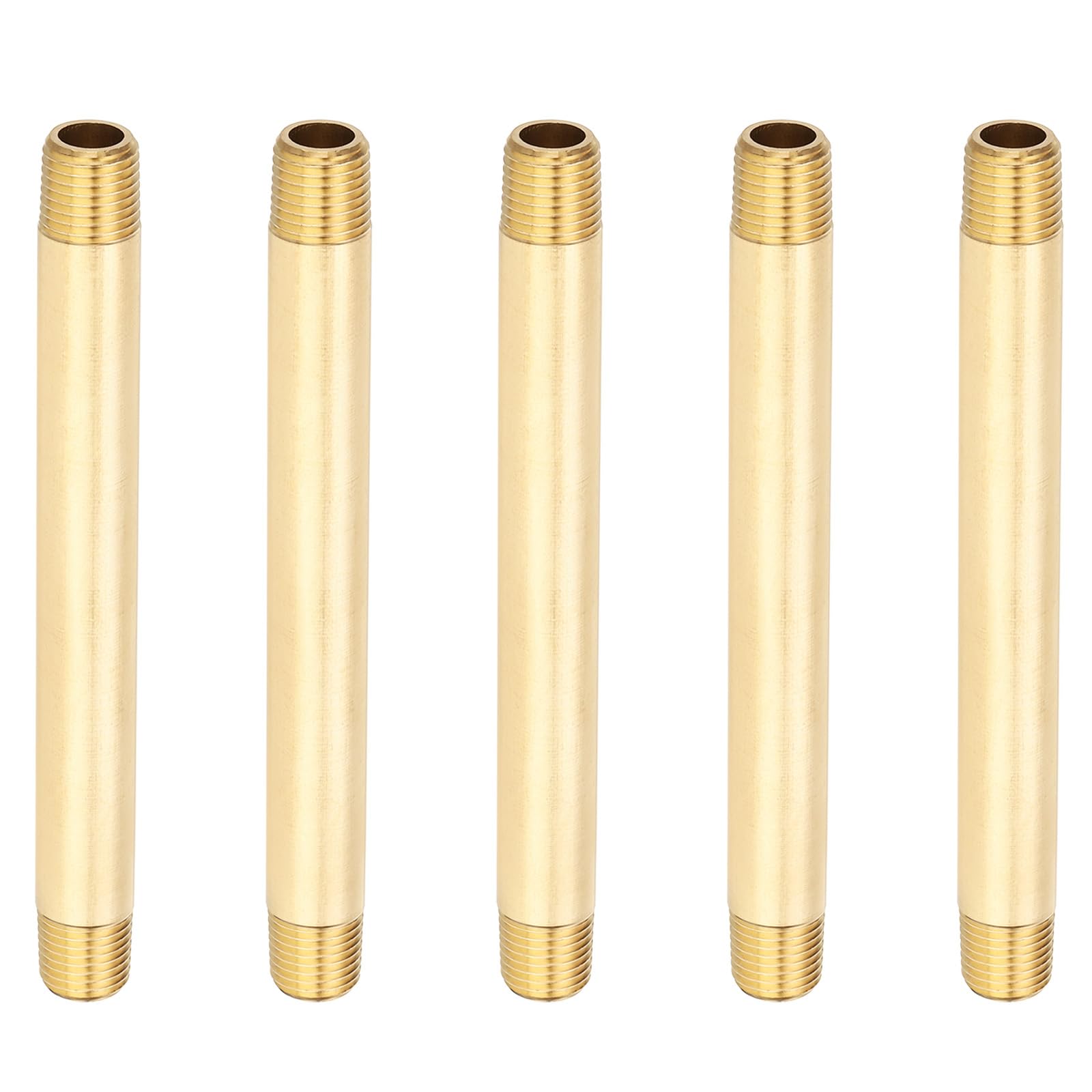 PATIKIL 5Pcs 1/4" x 1/4" NPT Mâle Raccord De Tube En Laiton 1200PSI | Long Nipple, 5" Long Raccord De Tube Droit Connecteur Extendeur, Pour Systèmes De Carburant Air Eau Huile Gaz