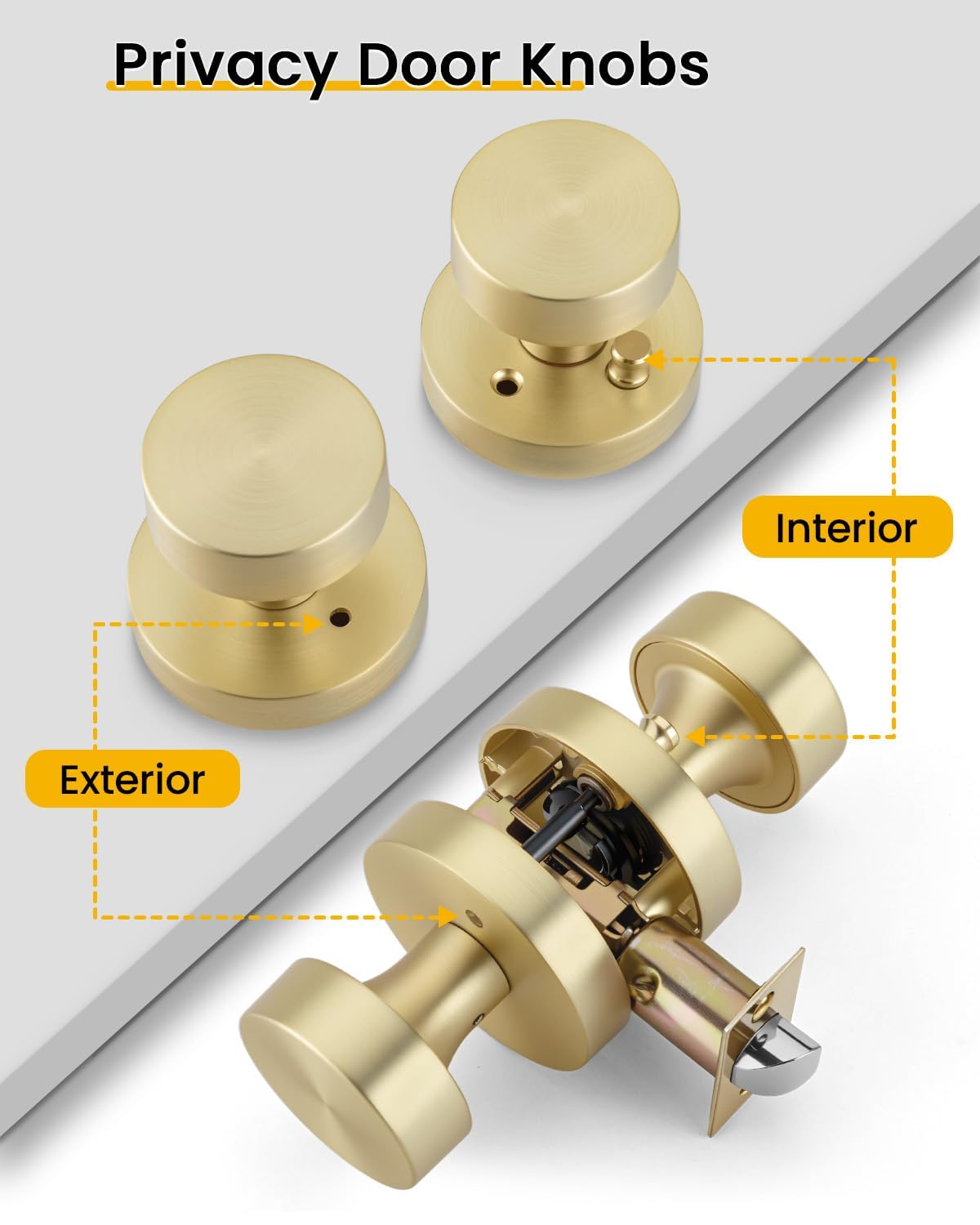 Goldenwarm Brushed Gold Door Knobs - 6 Pack -9