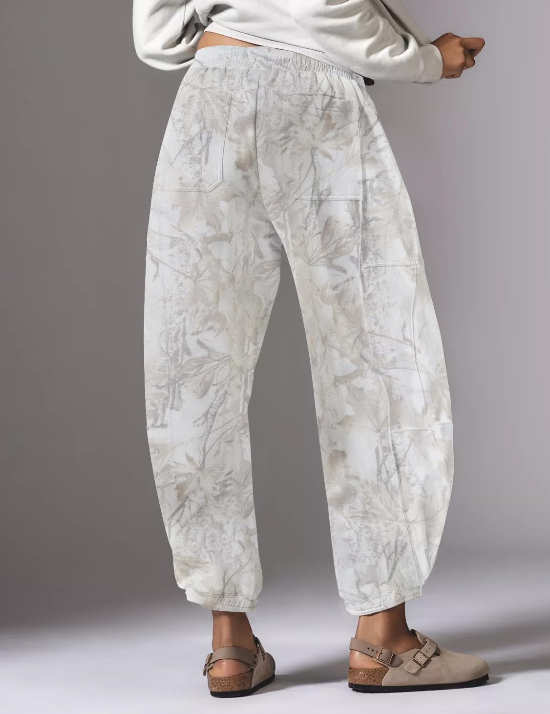 Anoumcy Leopard Pants Women Joggers Sweatpants Casual Cheetah Print Lounge Barrel Pants Trousers with Pockets