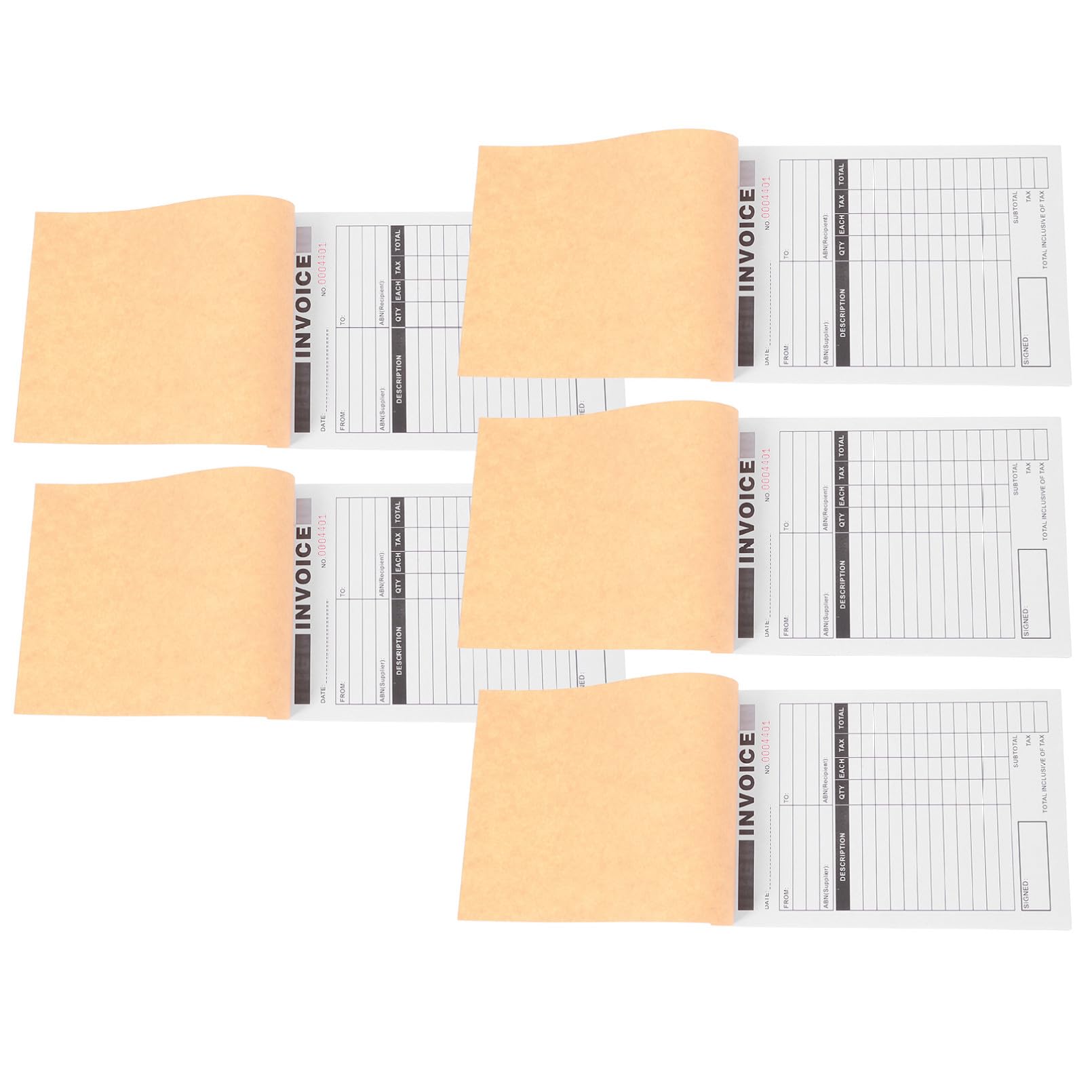 Rechnungs und Notizblock mit Kartonunterlage, 5 Stück, Papier