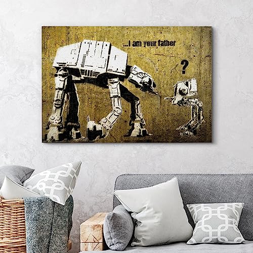 Wall26 Canvas Print Wall Art Banksy Science Fiction Robots Graffiti & Street Art Pop Culture Illustrations Pop Art Bohemian Multicolor Dark For Living Room, Bedroom, Office - 12"X18" #TOP3