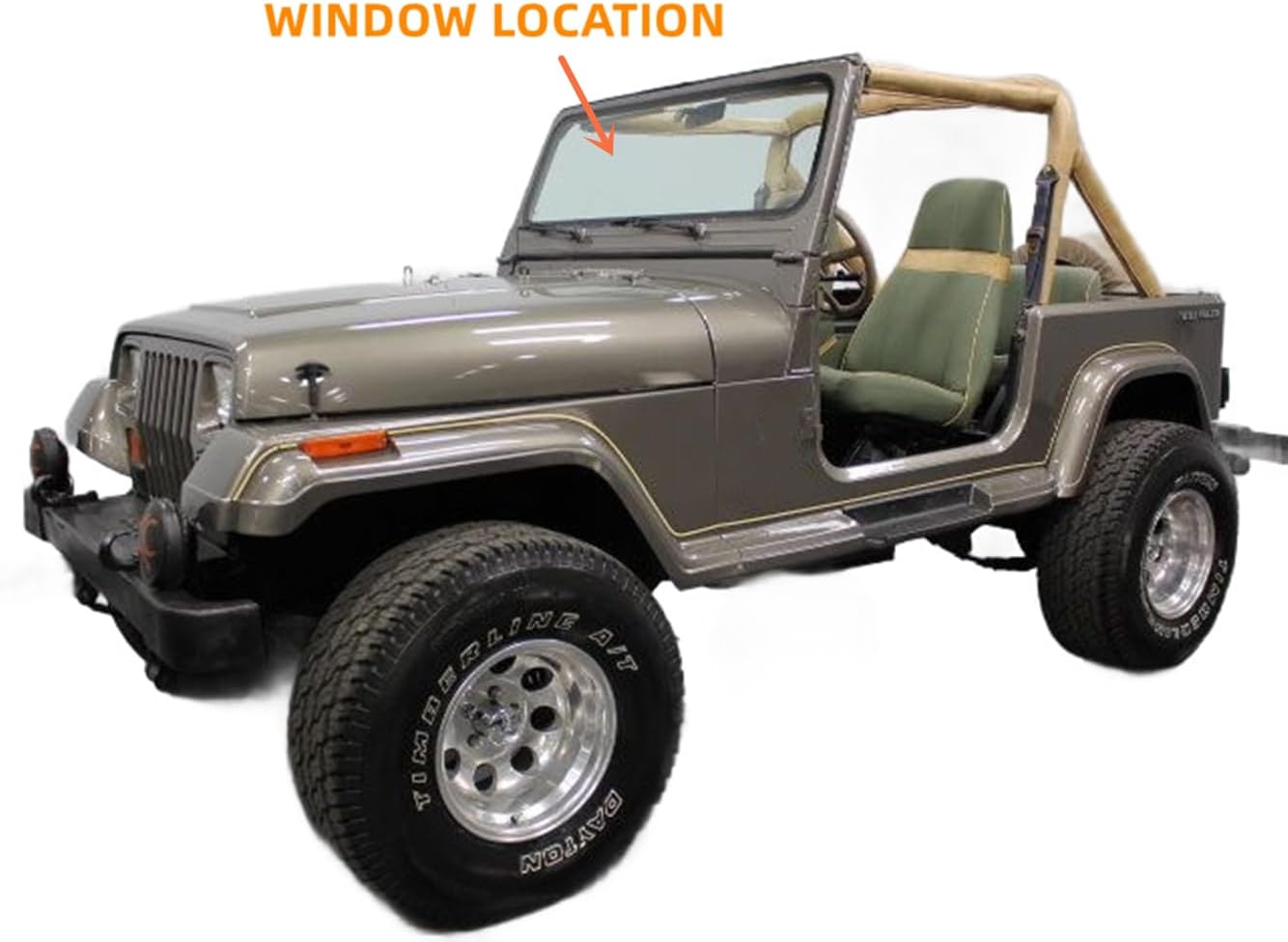 Front Windshield Window Laminated Glass Replacement For 1987-1995 Jeep Wrangler 2-Door ( Gasket Excluded)