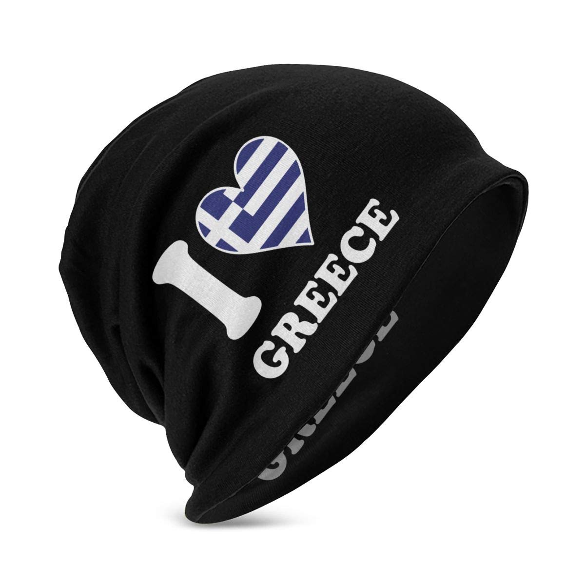 Kids Beanie Hat I Love Greece Greek Flag Heart Keep Winter Warm Skull Caps for Boys Girls Black
