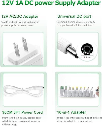 Miniatura 2 de Adaptador de fuente de alimentación 12V 1A 12V 1A 0.8A 0.5A Adaptador de CA Cargador de repuesto Cable de alimentación Cargador de pared AC