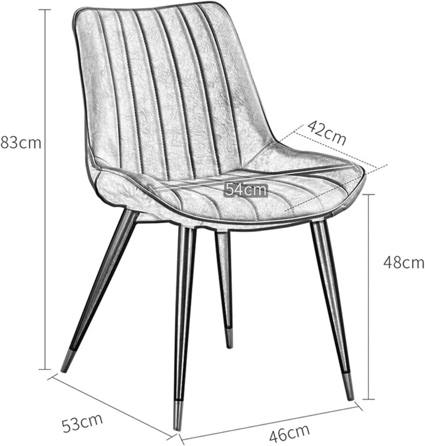 Chaise de salle à manger moderne verte avec siège en cuir synthétique et dossier ergonomique, pieds en métal noir robuste, assemblage facile, assise confortable pour salle à manger