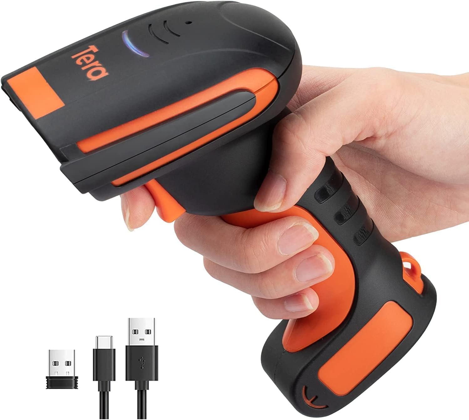 Tera Pro zmodernizowany przemysłowy bezprzewodowy skaner kodów kreskowych 1D, laserowy czytnik kodów kreskowych, ekstremalna odporność na uderzenia, działa z Bluetooth 2.4G Wireless do systemu Windows