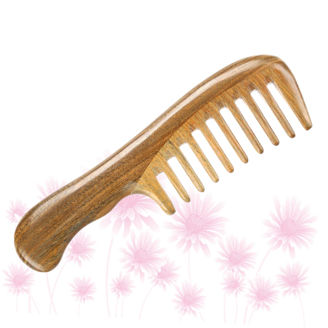Peigne de Massage à Dents Larges Bois de Santal pour Cheveux Épais