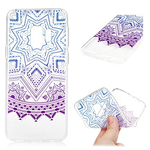 Samsung Galaxy S9 Case, Galaxy S9 Phone Case Artistic Drop Protection Clear Soft TPU Cover Shock Absorption Bumper Anti-Scratch Slim Shell Smooth Phone Case Cover for Samsung Galaxy S9, Blue Purple