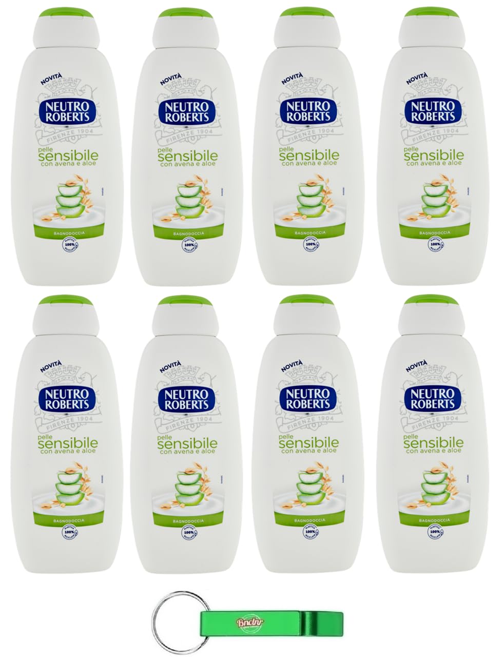 Neutro Roberts Bagnodoccia Pelle Sensibile con Avena e Aloe, gel de ducha para pieles sensibles con avena y aloe, 450 ml, incluye llavero Beni Culinari