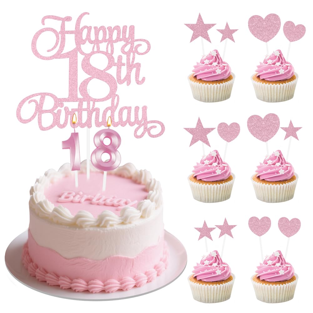 Bougie Anniversaire 18 Ans Décoration Gâteau "Happy 18th Birthday" - Accessoire Fête D'anniversaire Adulte 18 Ans Anniversaire Fille