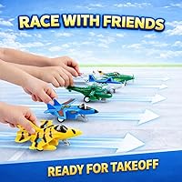 Vista 4 de Liberty Imports Juego de vehículos de juguete de aviones para tirar, paquete variado de helicópteros, bombarderos sigilosos, aviones de combate