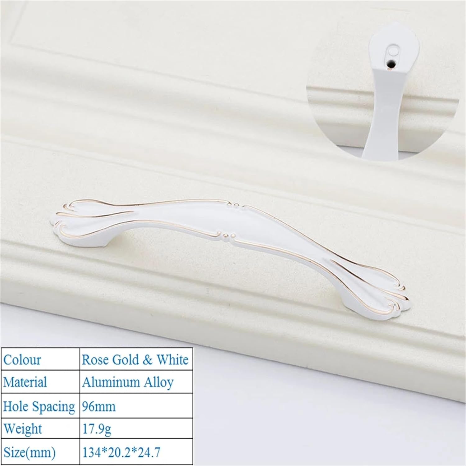 Cabinet Pulls Knobs Aluminium Alloy Kitchen Door Handles Furniture Hardware Wardrobe Cupboard Handle Drawer Pulls 1Pcs(White 9017-96mm)