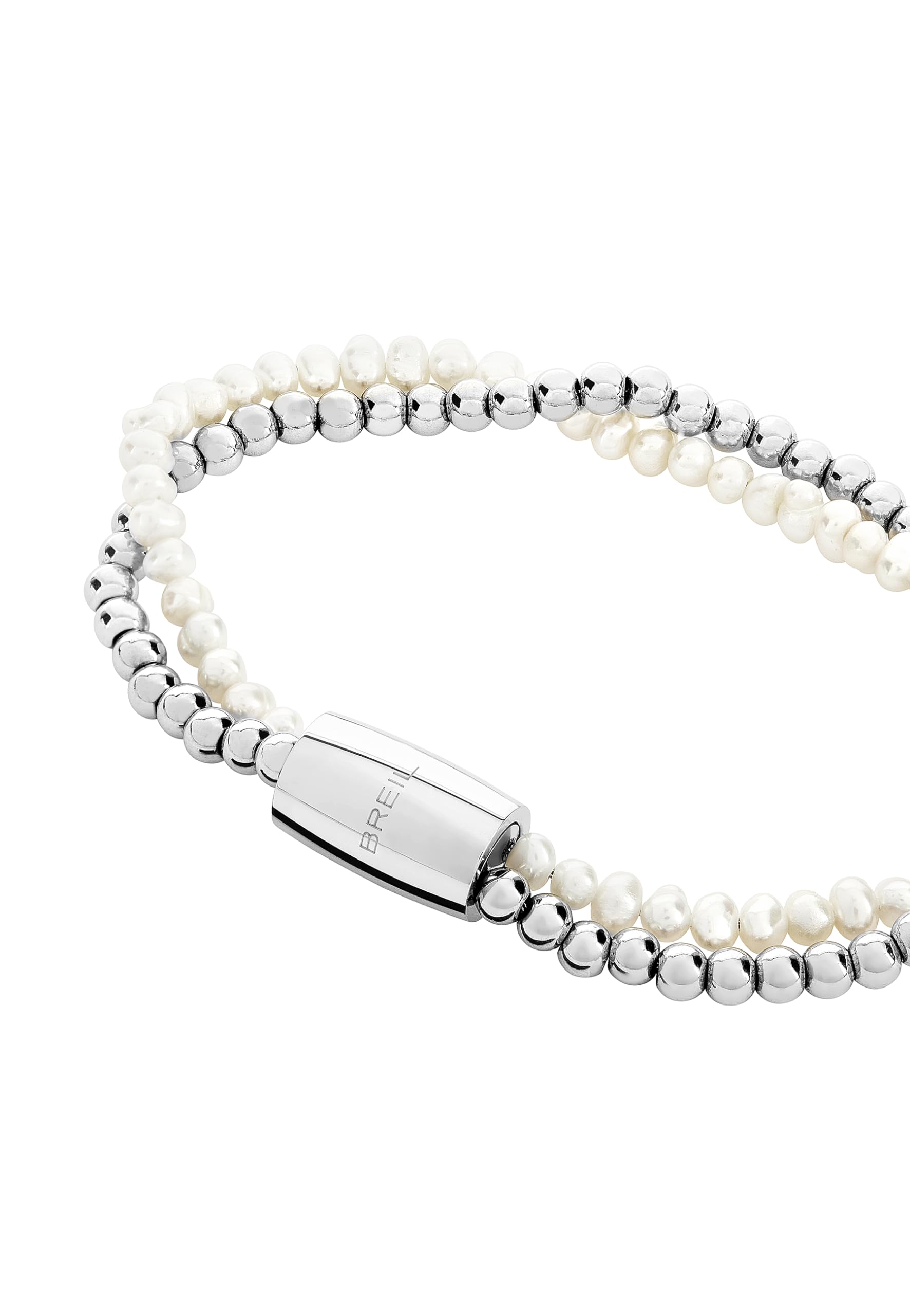 Breil Système de collecte magnétique Jewel, Bracelets pour femmes en acier argenté, White Taille 19 avec River Pearl - TJ3581