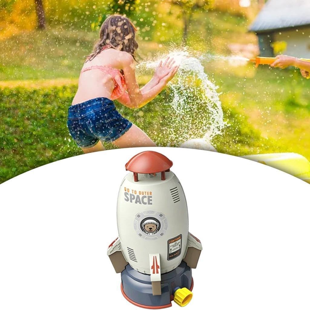 Sommerraketen Sprinkler Spielzeug, 360° Drehbares Wasserspielzeug für Draußen, Wasserdruck Hebespielzeug für Gartenpartys, Geeignet für Kinder Ab 3 Ja, Weiß