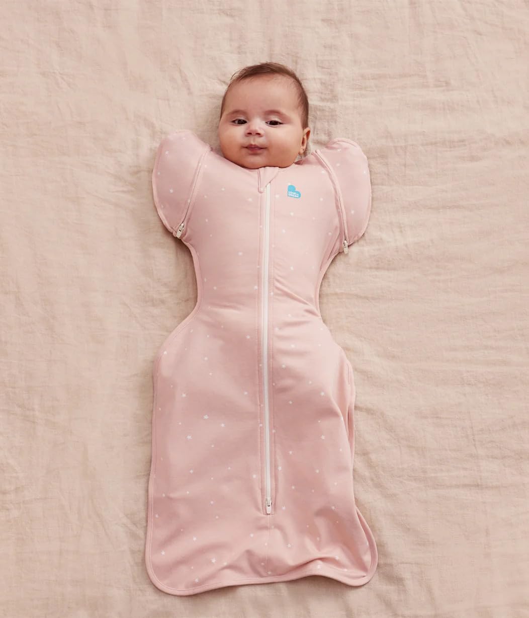 Love to Dream Swaddle Up™ Transition Bag, 1.0 TOG, 13-19 lbs, Stage 2, Zip-Off Wings, Gently Help Baby Transition from Being Swaddled to Arms Free When Showing Signs of Rolling, Powder Pink Twinkle