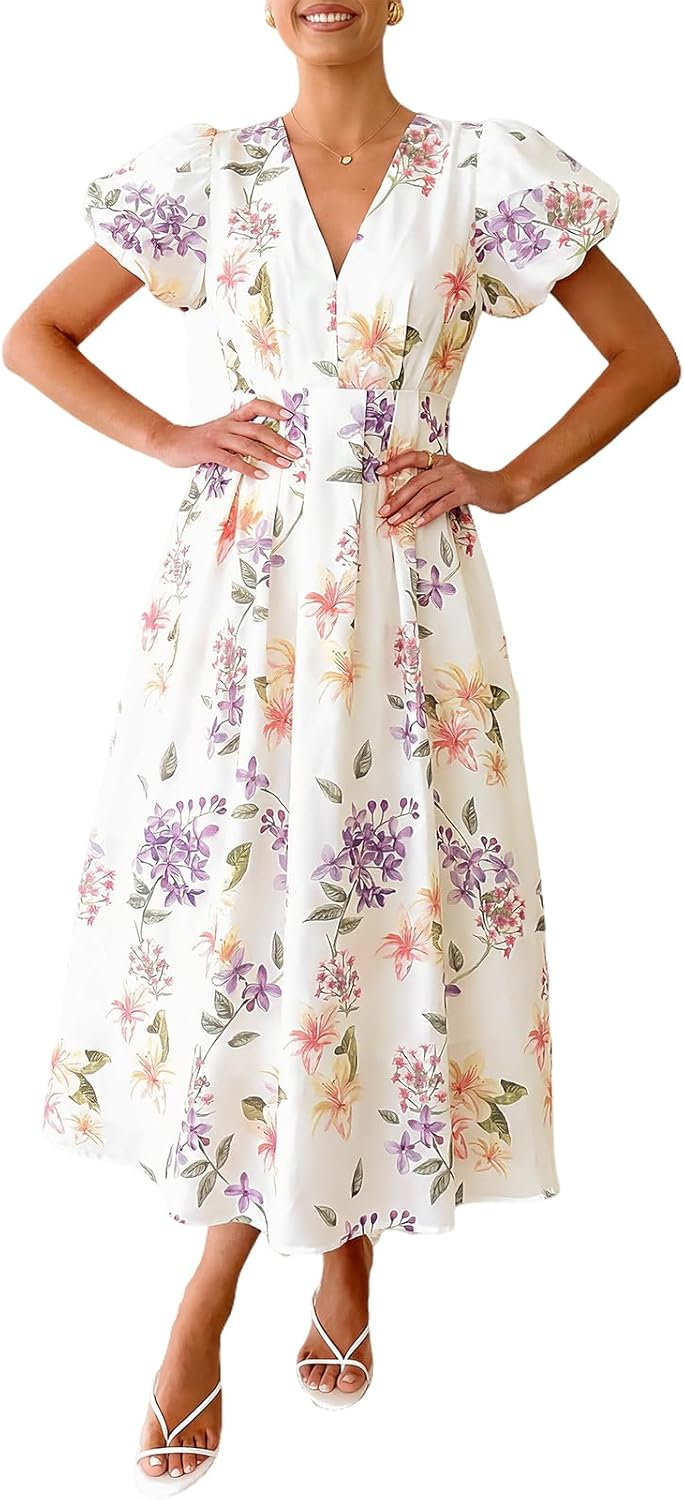 Flessibili Womens Summer Floral Maxi Dress Wedding Guest Party Long Dresses 2026