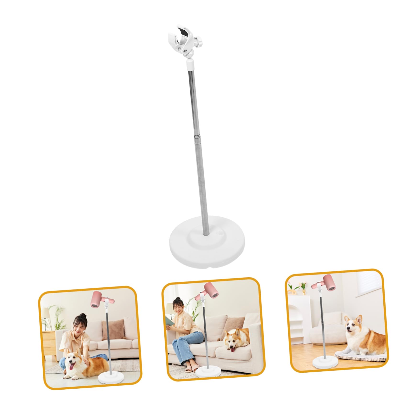 Verstellbarer Haartrocknerhalter mit Klemme Höhenverstellbarer Edelstahlständer bis 140cm Abnehmbares Design für Haustiere für Haustierpflege zu Hause