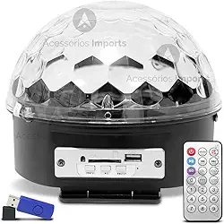Globo Bola Maluca LED Magic Cristal Rgb Festas Mp3 Controle