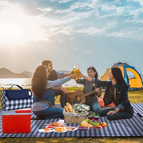 Miniatura 7 de K Y KANGYUN Manta de picnic al aire libre, manta de playa extragrande, manta de arena plegable, ligera e impermeable, manta de picnic de 80 x 60