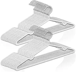 Kit 30 Cabides Adulto Metal Emborrachado Antiderrapante para Roupas, Blusas e Calças (Branco)