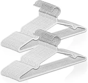Kit 30 Cabides Adulto Metal Emborrachado Antiderrapante para Roupas, Blusas e Calças (Branco)