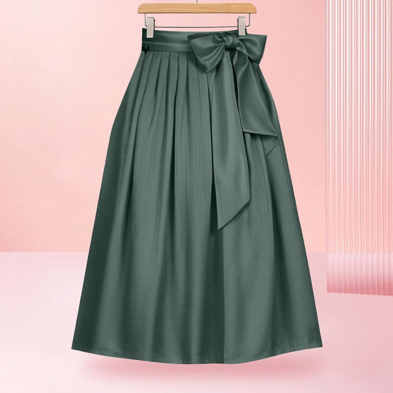 Skirts for Women Fall Wrap Satin Ruffle Short Mini Skirt Casual Sexy Elastic Waist Relaxed Skirt with Tie Waist Design