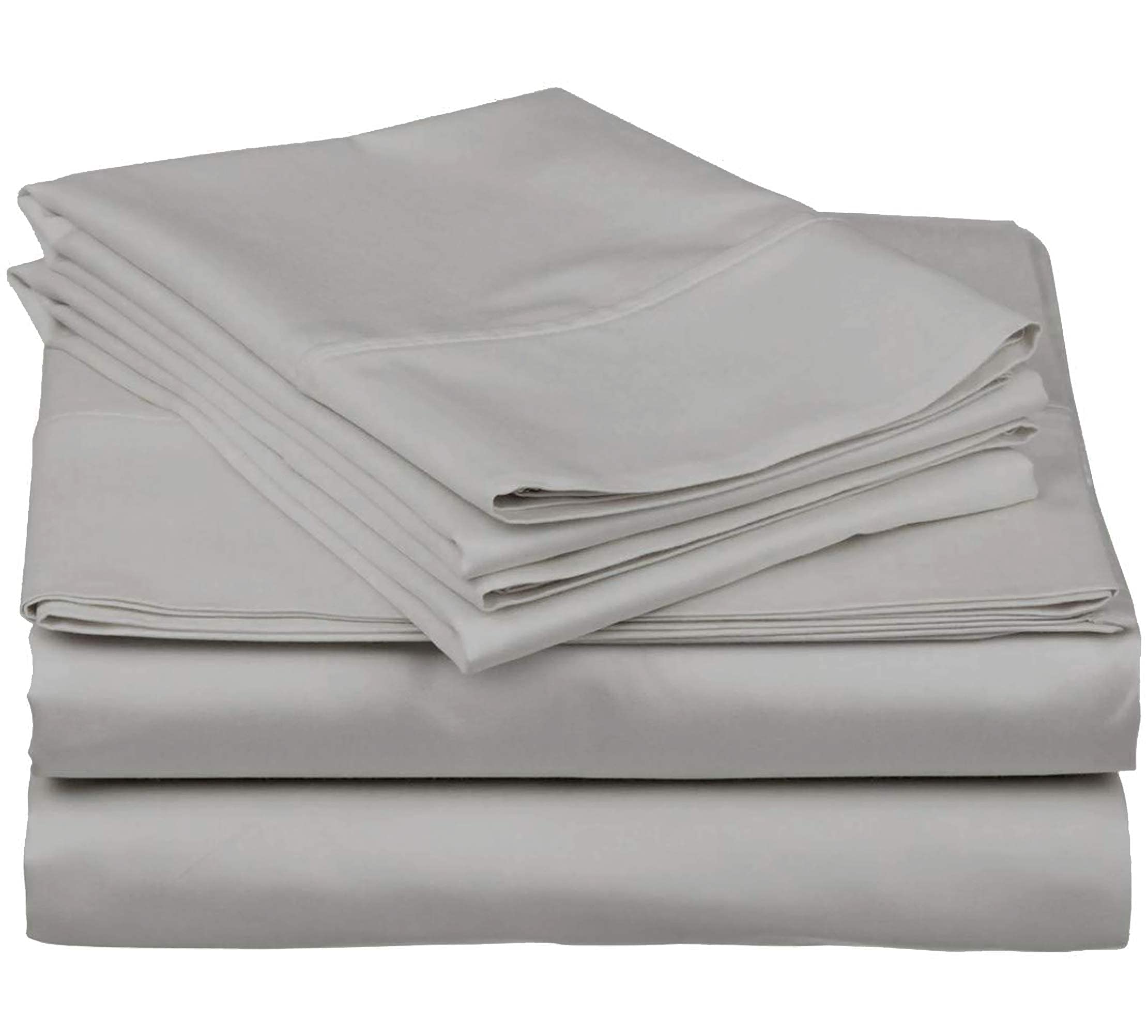 King Size 100% Egyptian Cotton 800 Thread Count 4 Piece Sheets Set - 18" Inch Deep Pocket, Smooth & Soft Sateen Weave, Premium Quality Hotel Bedding, Silver Solid