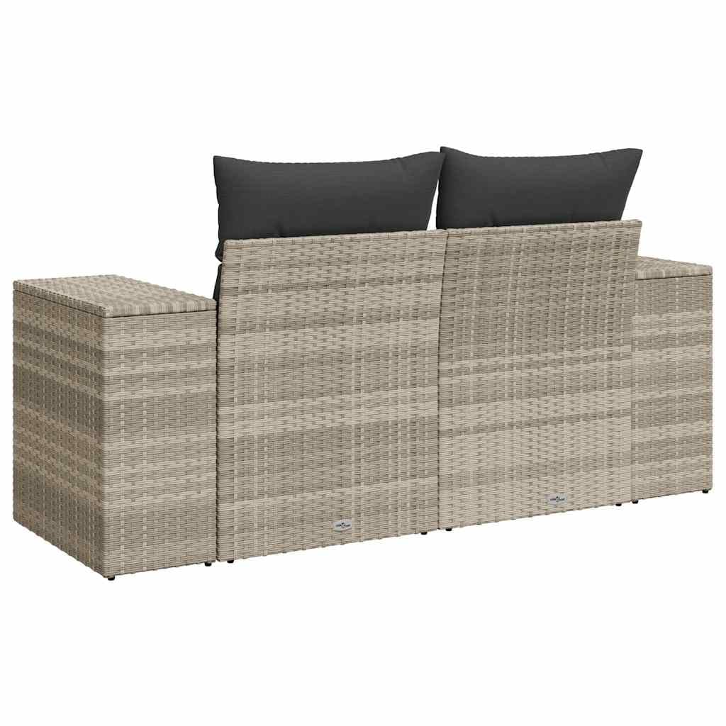 Sofa ogrodowa z poduszką, 2-osobowa, jasnoszara, zestaw mebli outdoorowych, odporna na promieniowanie UV, łatwa w pielęgnacji, na taras, balkon, do ogrodu, 186 x 62 x 69 cm