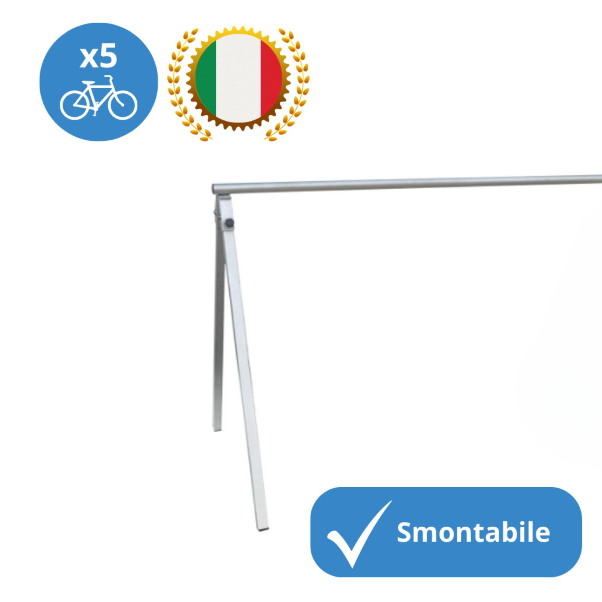 Andrys Supporto Bici da Terra fino a 5 Biciclette - Espositore Porta Bici da Terra - Acciaio Verniciato
