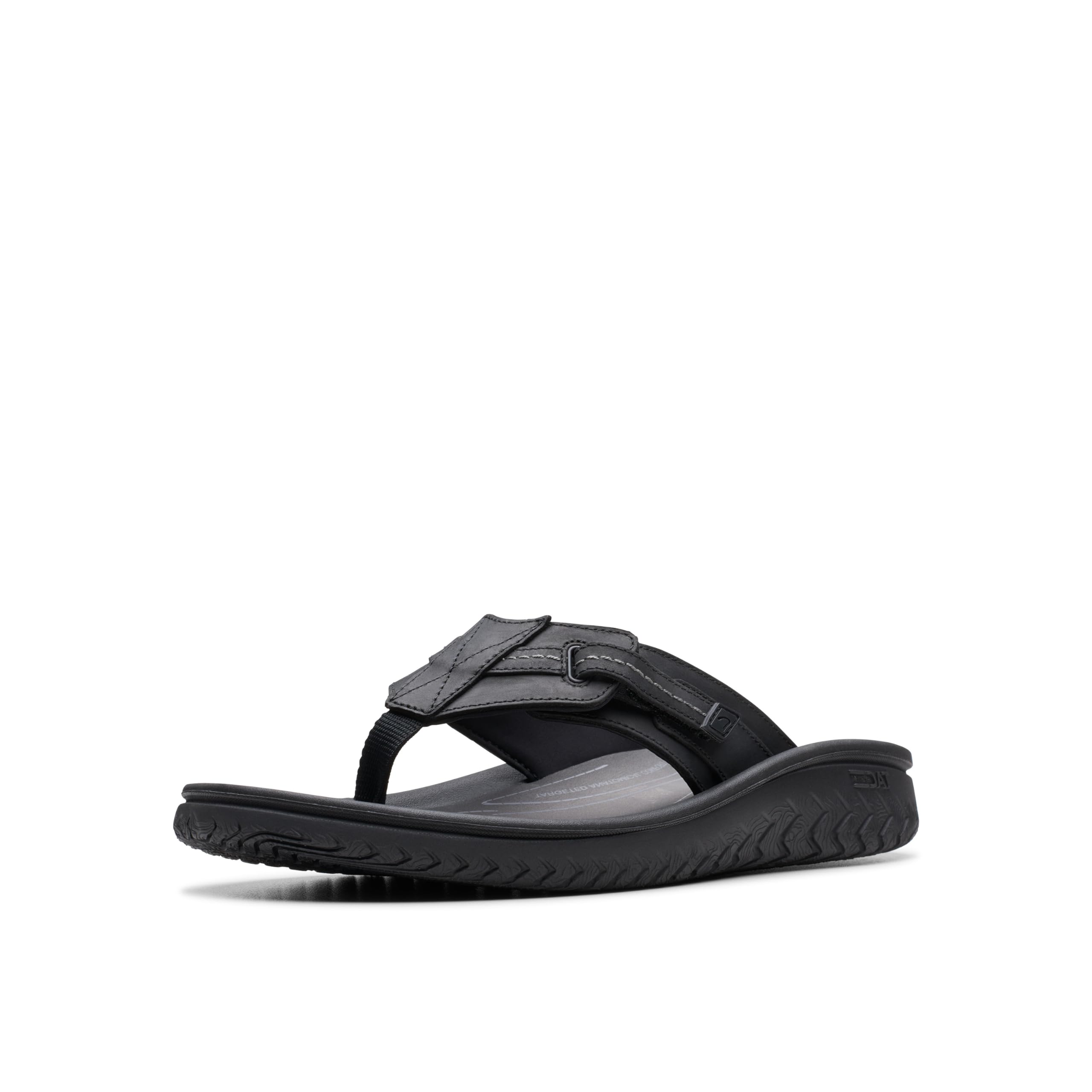 Clarks Men's Black Adjustable Strap Toe Post Sandals - Wesley Sun - Uk 9