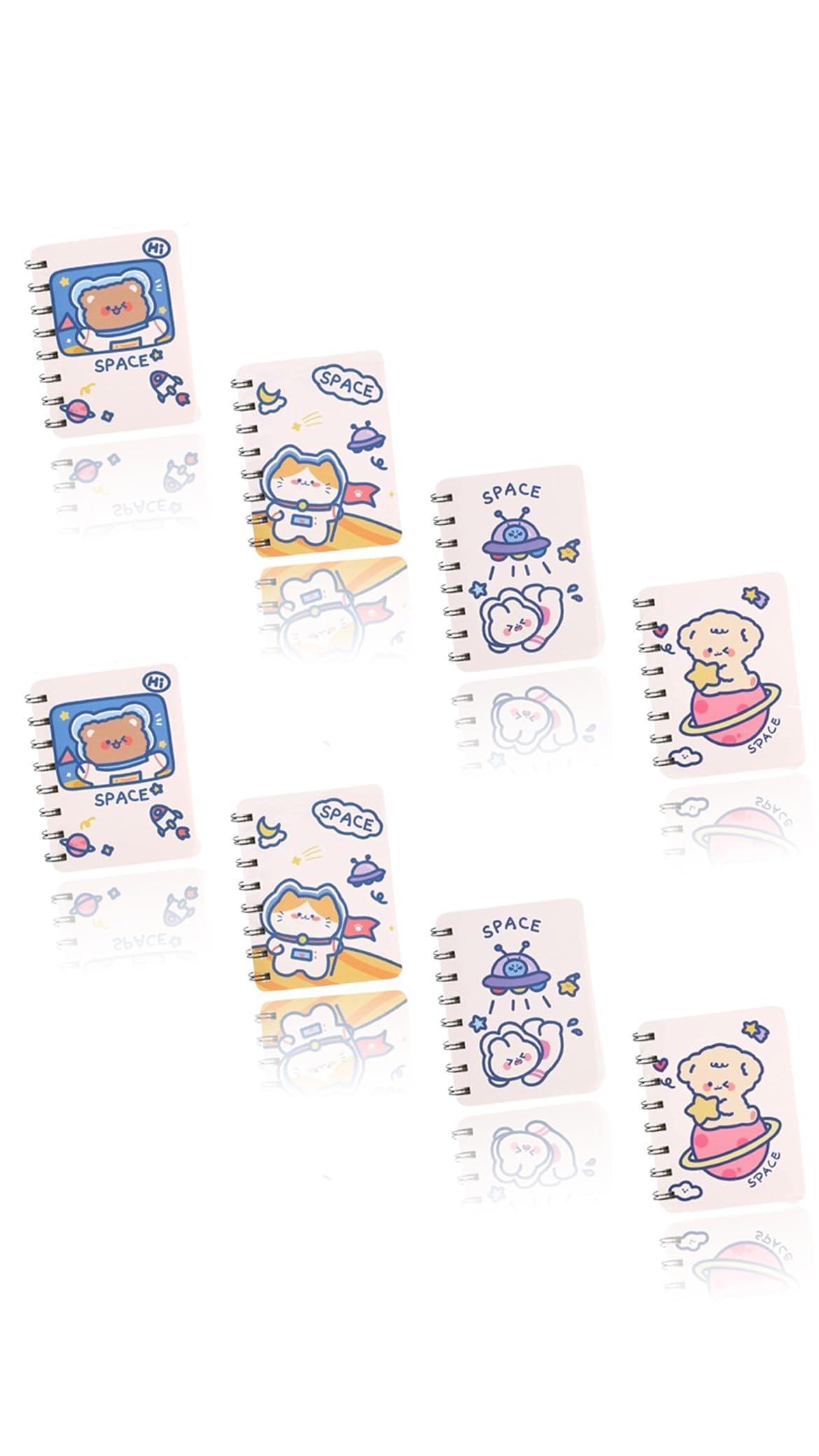 Sweet seven Mini Cute Animal Cartoon Pocket Notebook Set - Pack of 8, 3x4 Spiral Portable Notepads with Blank and Lined Paper, Including Inner Mini Journal Notepad A7