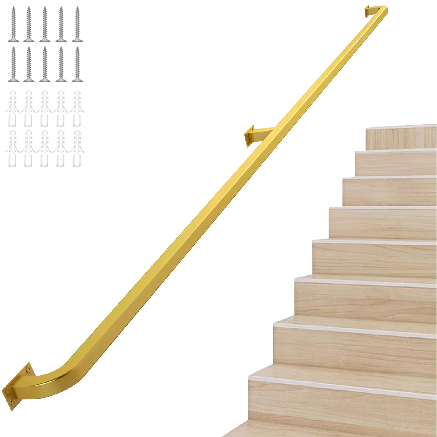 Rambarde d'escalier en fer forgé doré 90 cm style industriel intérieur et extérieur