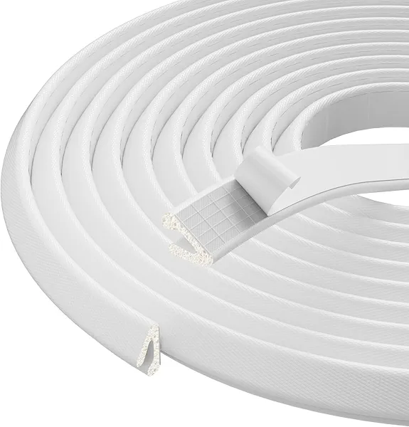 V Shape Foam Weather Stripping Door Seal Strip 19.7ft White, Strong Adhesion, Insulation, Weatherstripping, Gap Sealing and Soundproofing for Home, Self-Adhesive Used Around Exterior Door Frame