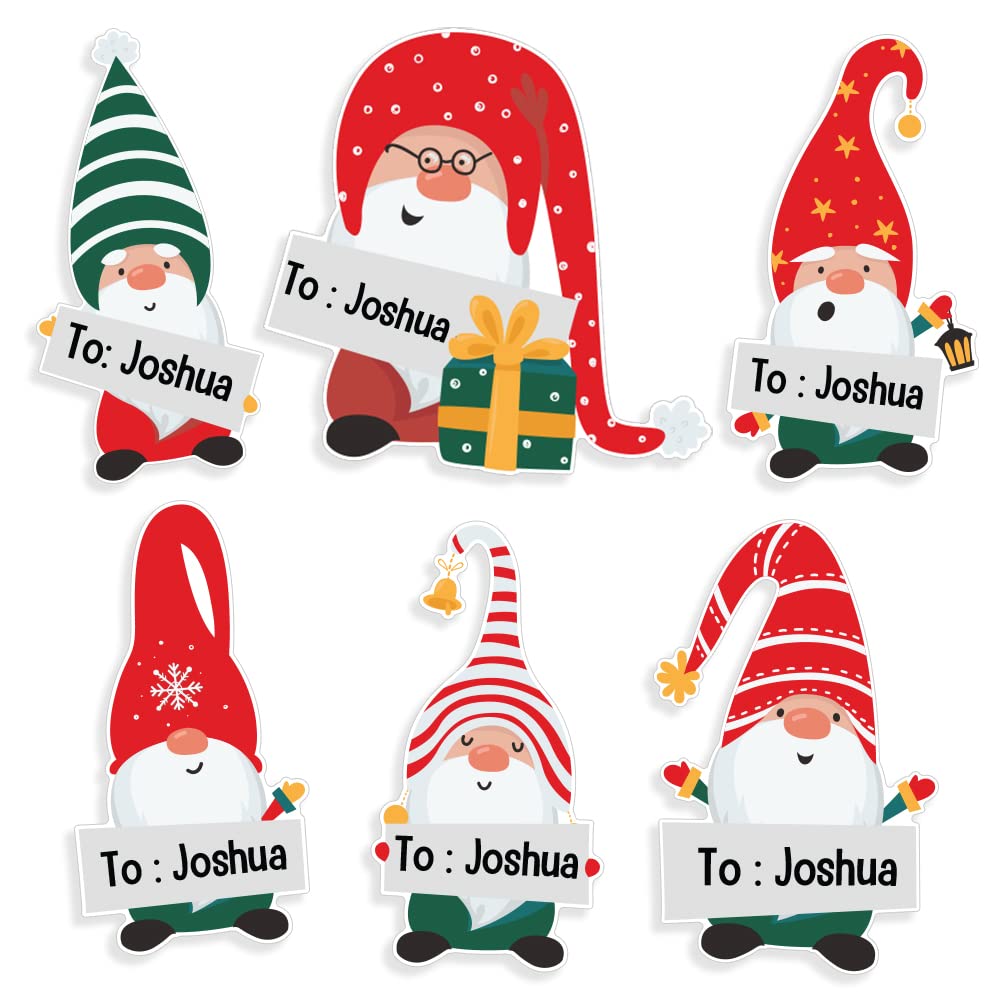 Papa Prints Xmas Gnomes Pack Of 18 Christmas Gnomes Stickers Gift Tag Stickers Cartoon Santa Labels Xmas Santa Sticker Waterproof Santa Claus Gift Sticker