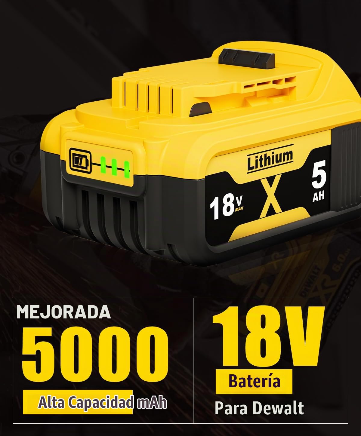 2 baterías de repuesto para baterías y cargadores de 5000 mAh DCB200 DCB182 DCB200 DCB184 DCB101 DCB107 DCB112 DCB105 DCB115 DCB203