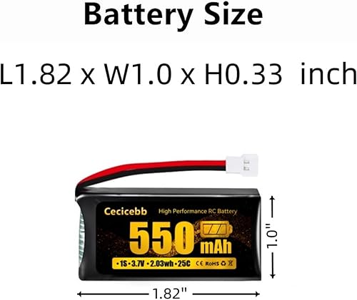 Miniatura 2 de Batería Lipo recargable de 3.7 V 550 mAh 25C para Syma X5C Cheerson CX30 Skytech M68 BBS 868 Quadcopter RC Drone Piezas de repuesto 2 Pack RC