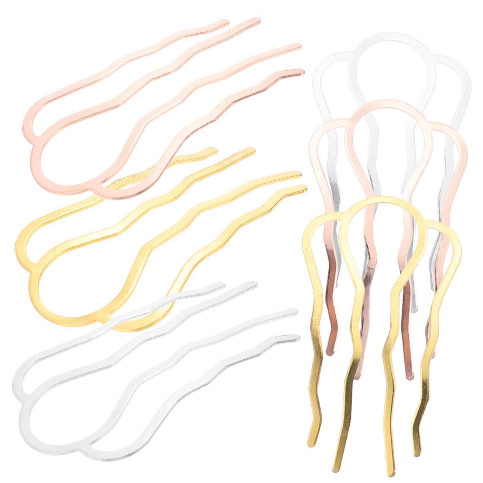 BESTYASH 6Pcs Metal Side Hair Combs Durable Wave Design Hair Fork Clips for Stylish Updos Hair Accessories for Women Weddings Parties Daily Use