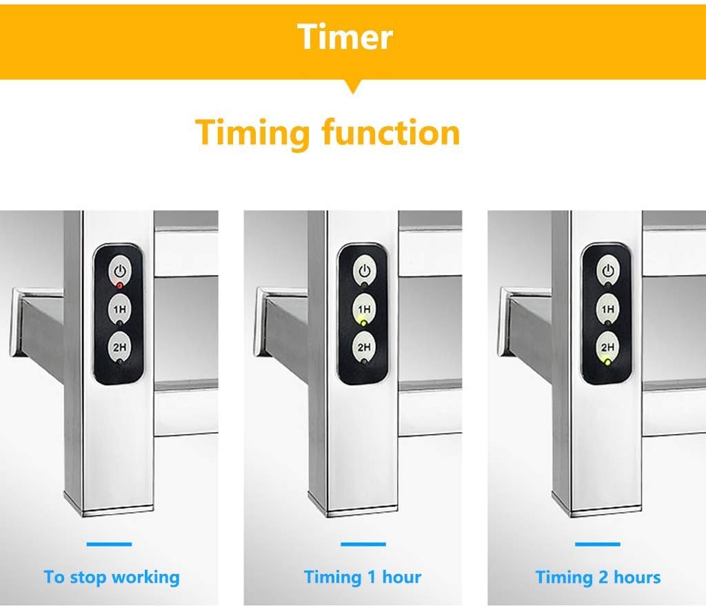 Electric Heated Towel Rack 40w Timing Function Energy Saving Disinfection Bathroom Stainless Steel Radiator Suitable for Modern Furniture Life (A)