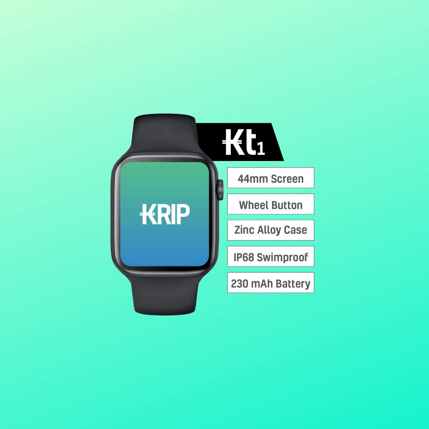 Krip Kt1 Smart Watch for Androide and iOS Phone, Screen Size 44 mm, Case  Zinc Alloy, IP68 Waterproof, Speaker, Heart Rate Monitor, SPO2 Smart Watch  Fitness Tracker Activity for Women and Men: