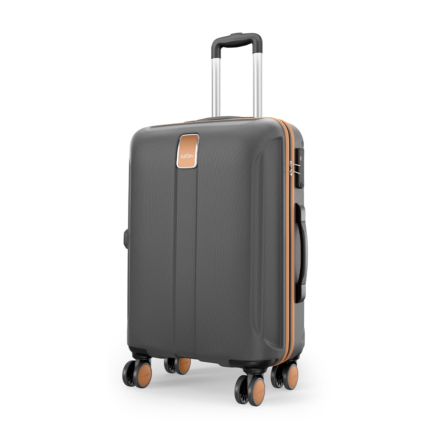 safari Thorium Royale 8 Wheels 66cm Medium Size Trolley Bag Hard Case Checkin Polycarbonate Luggage, TSA Lock, Wet Pouch Organized Interior, Suitcase for Travel, Trolley Bags for Travel, Gun Metal-picture-9