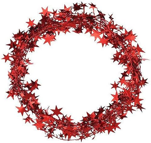 Retzjorv Guirnalda de oropel de estrella con alambre, guirnalda de alambre de estrella de Navidad, adorno para árbol de Navidad para Navidad, boda,