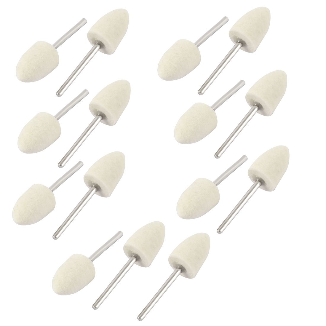 Aexit 2.3mm Dia Abrasives drill hole 12mm Cone Head Felt Mounted Point Grinding Bits 15pcs Model:23as353qo397