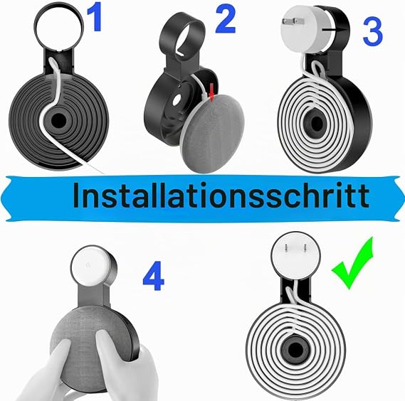 honecumi Wall Mount for Google Nest Mini (2nd Generation) Wall Stand Holder for Google Nest Mini Voice Assistant Cable Management Space Saving Sockets Stand - Elegant Black