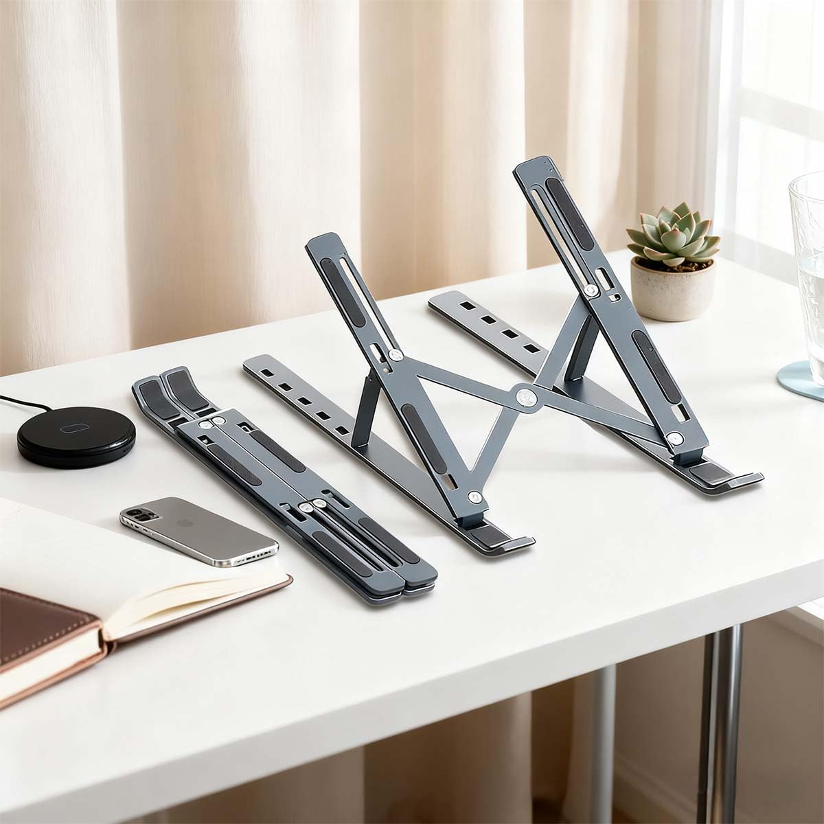 Foldable Laptop Stand with Aluminum Alloy Construction Portable Notebook Holder with Adjustable Height Ergonomic Computer Stand for Office